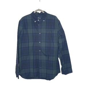 GAP Men's XL Modern Oxford Black Watch Plaid Long Sleeve Button Down Shirt